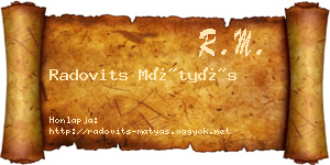 Radovits Mátyás névjegykártya