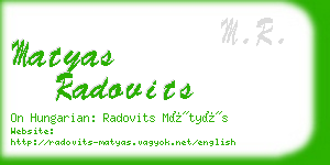 matyas radovits business card